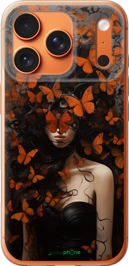 Силиконовый чехол Девушка с оранжевыми бабочками для Apple iPhone 17 PRO MAX - 5941u-4029 изображение 