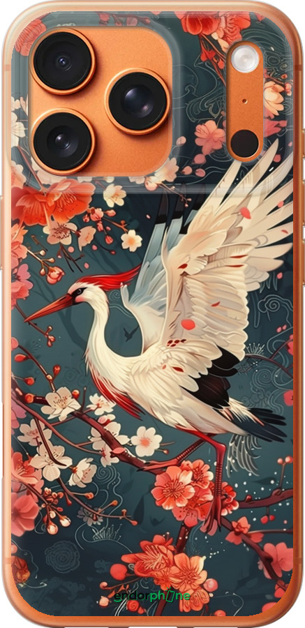 Силиконовый чехол Сакура и аист для Apple iPhone 17 PRO MAX - 6108u-4029 изображение 