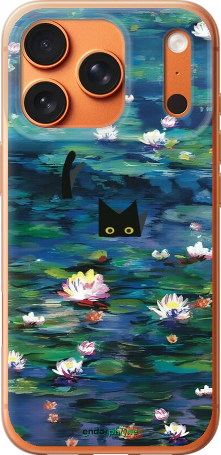 Силиконовый чехол із зображенням водяних лілій та кішок для Apple iPhone 17 PRO MAX - 6257u-4029 изображение 