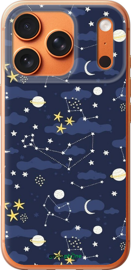 Силиконовый чехол Астрономический узор. Милый дизайн мультяшной вселенной для Apple iPhone 17 PRO MAX - 6446u-4029 изображение 