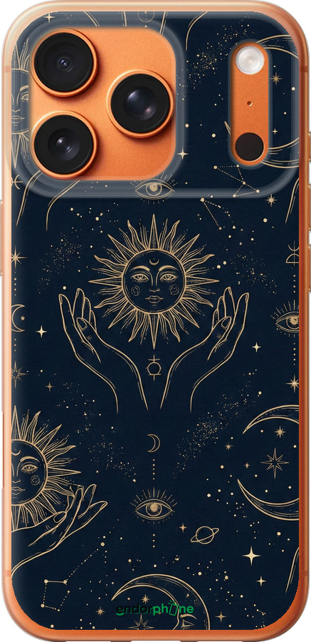 Силиконовый чехол Celestial Harmony: Sun & Moon Gold Mystic Pattern для Apple iPhone 17 PRO MAX - 6778u-4029 изображение 