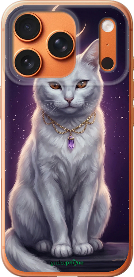 Силиконовый чехол Mystic White Cat Gothic Dark Purple Gold для Apple iPhone 17 PRO MAX - 6805u-4029 изображение 