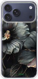 Силикон с усиленными углами чехол Черные цветы для Apple iPhone 17 PRO - 6031sp-4030 изображение 
