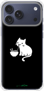 Силикон с усиленными углами чехол С милым котом на черном фоне для Apple iPhone 17 PRO - 6528sp-4030 изображение 