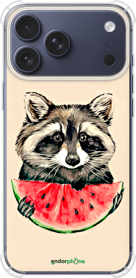 Силикон с усиленными углами чехол Енотик с арбузом для Apple iPhone 17 PRO - 4605sp-4030 изображение 