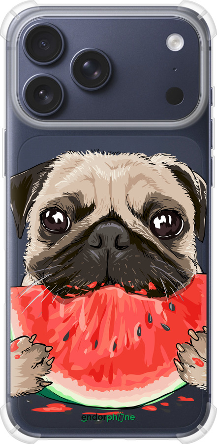 Силикон с усиленными углами чехол Мопс и арбуз для Apple iPhone 17 PRO - 4665sp-4030 изображение 