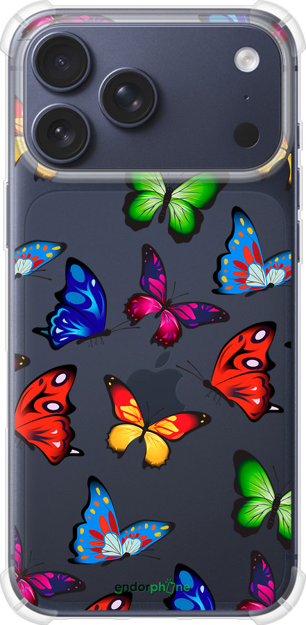 Силикон с усиленными углами чехол Красочные мотыльки для Apple iPhone 17 PRO - 4761sp-4030 изображение 