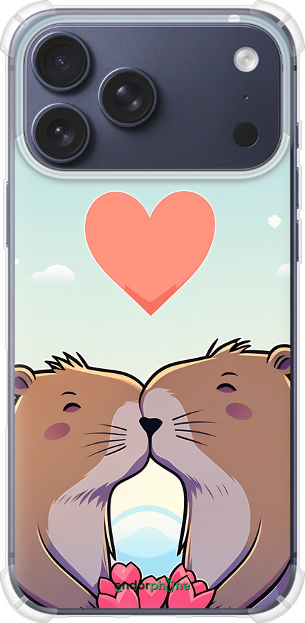 Силикон с усиленными углами чехол Капибара любовь для Apple iPhone 17 PRO - 6027sp-4030 изображение 