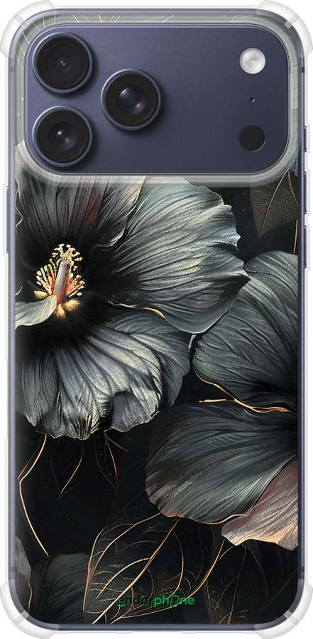 Силикон с усиленными углами чехол Черные цветы для Apple iPhone 17 PRO - 6031sp-4030 изображение 