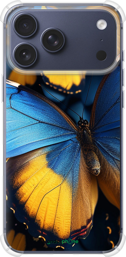 Силикон с усиленными углами чехол Желто-голубые бабочки для Apple iPhone 17 PRO - 6046sp-4030 изображение 