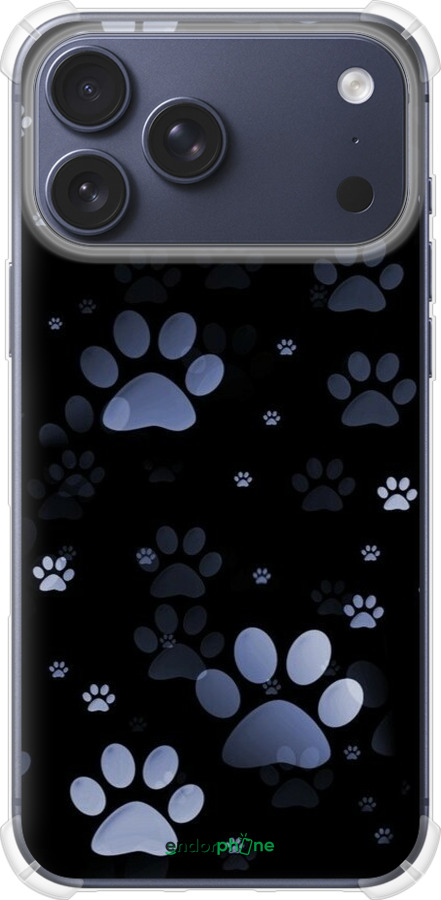 Силикон с усиленными углами чехол С синими отпечатками лап для Apple iPhone 17 PRO - 6441sp-4030 изображение 