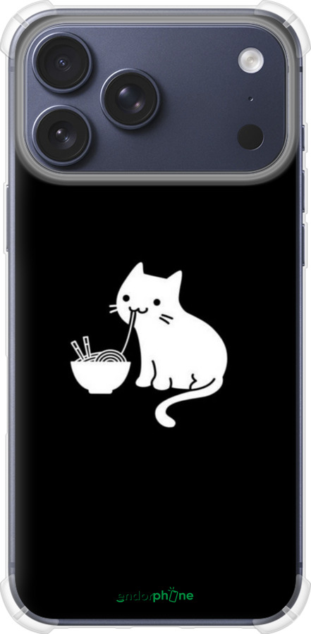 Силикон с усиленными углами чехол С милым котом на черном фоне для Apple iPhone 17 PRO - 6528sp-4030 изображение 