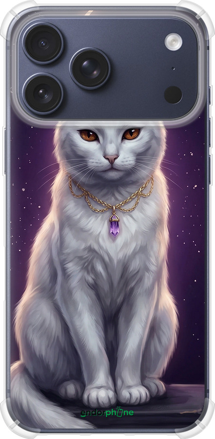 Силикон с усиленными углами чехол Mystic White Cat Gothic Dark Purple Gold для Apple iPhone 17 PRO - 6805sp-4030 изображение 