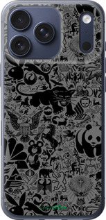 Силиконовый чехол Чёрно-серый стикер бомбинг для Apple iPhone 17 PRO - 2432u-4030 изображение 