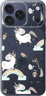 Силиконовый чехол Единорог и кофе для Apple iPhone 17 PRO - 4661u-4030 изображение 