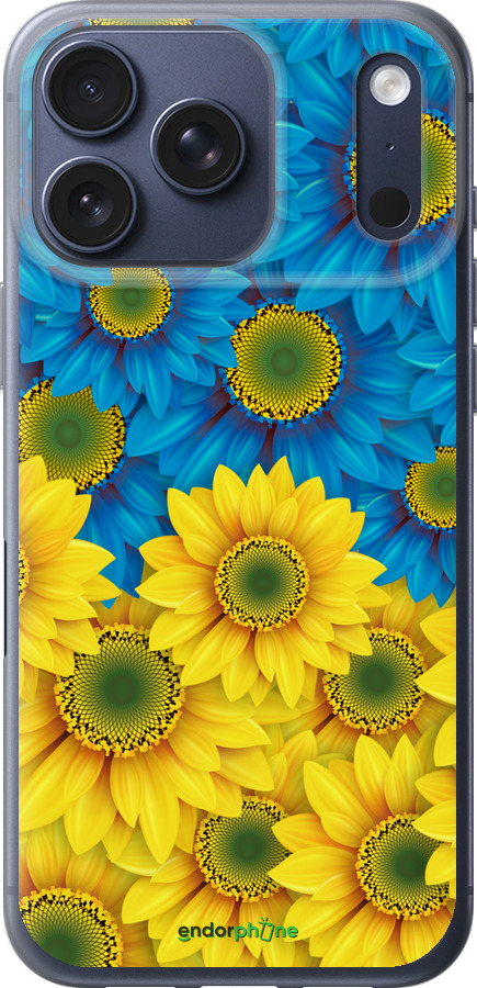 Силиконовый чехол Жёлто-голубые цветы для Apple iPhone 17 PRO - 1048u-4030 изображение 