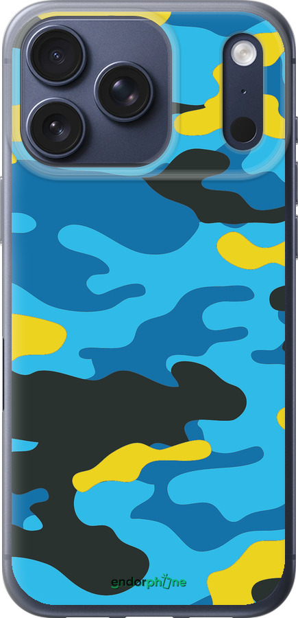 Силиконовый чехол Желто-голубой камуфляж для Apple iPhone 17 PRO - 1084u-4030 изображение 