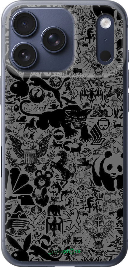 Силиконовый чехол Чёрно-серый стикер бомбинг для Apple iPhone 17 PRO - 2432u-4030 изображение 