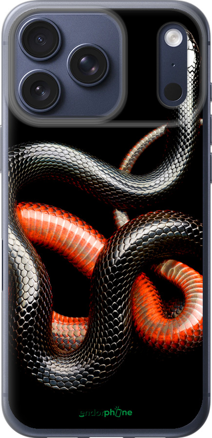 Силиконовый чехол Красно-черная змея на черном фоне для Apple iPhone 17 PRO - 4063u-4030 изображение 