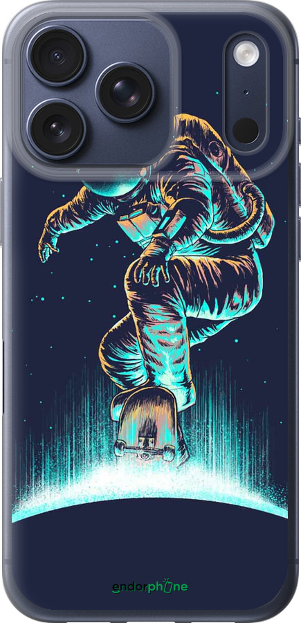 Силиконовый чехол Космонавт на скейтборде для Apple iPhone 17 PRO - 4145u-4030 изображение 