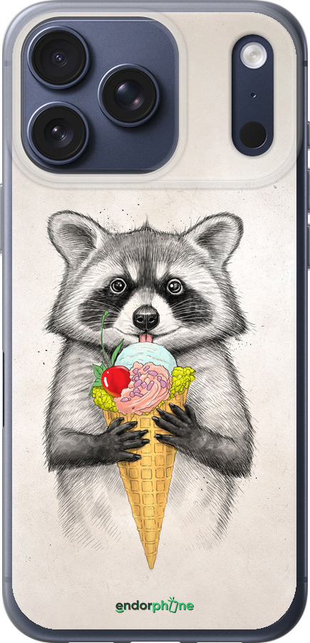 Силиконовый чехол Енотик с мороженым для Apple iPhone 17 PRO - 4602u-4030 изображение 