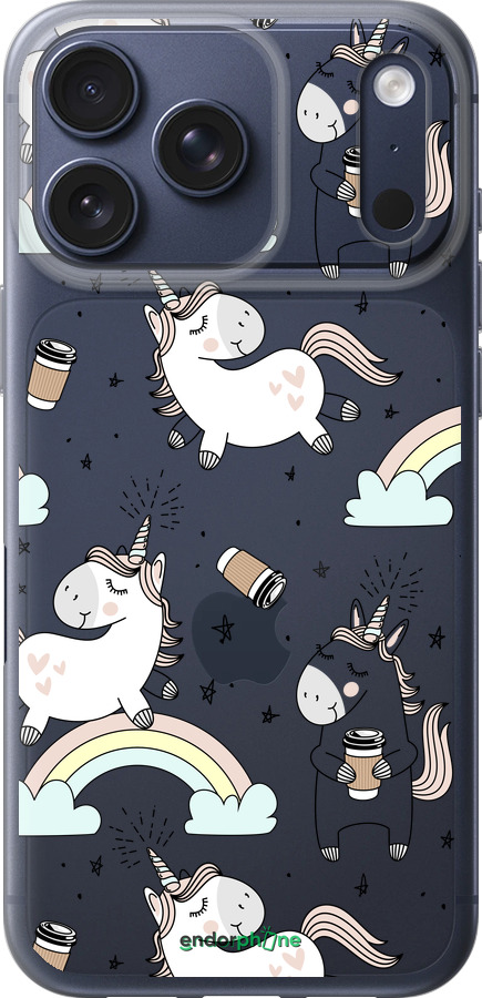 Силиконовый чехол Единорог и кофе для Apple iPhone 17 PRO - 4661u-4030 изображение 