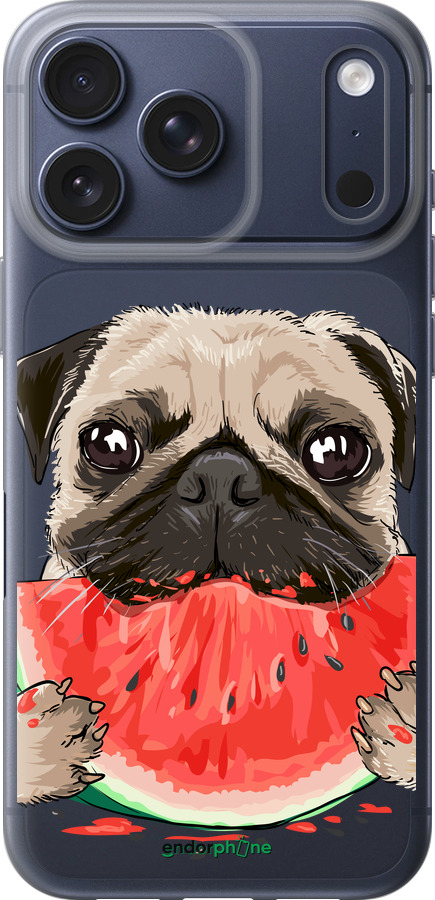 Силиконовый чехол Мопс и арбуз для Apple iPhone 17 PRO - 4665u-4030 изображение 