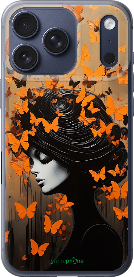 Силиконовый чехол Чехол для телефона Девушка с оранжевыми бабочками для Apple iPhone 17 PRO - 5940u-4030 изображение 