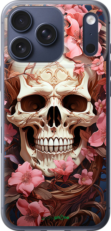 Силиконовый чехол Череп в розовых цветах для Apple iPhone 17 PRO - 5965u-4030 изображение 