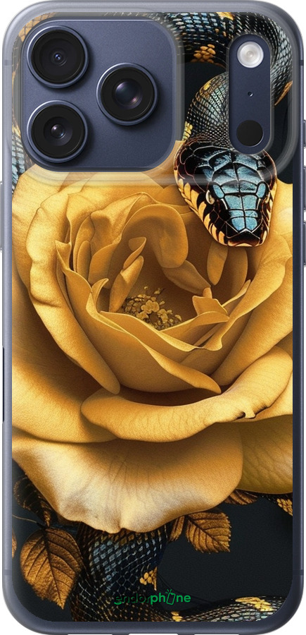 Силиконовый чехол Black snake and golden rose для Apple iPhone 17 PRO - 6068u-4030 изображение 