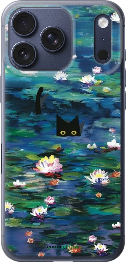 Силиконовый чехол із зображенням водяних лілій та кішок для Apple iPhone 17 PRO - 6257u-4030 изображение 