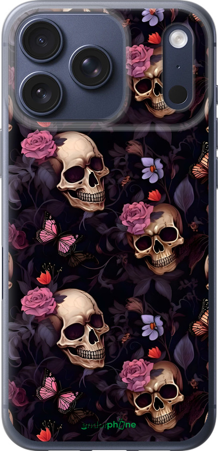 Силиконовый чехол Черепа и розы для Apple iPhone 17 PRO - 6316u-4030 изображение 