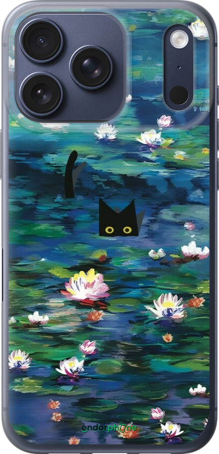 Силиконовый чехол Чехол с изображением водяных лилий Моне и кошек для Apple iPhone 17 PRO - 6399u-4030 изображение 