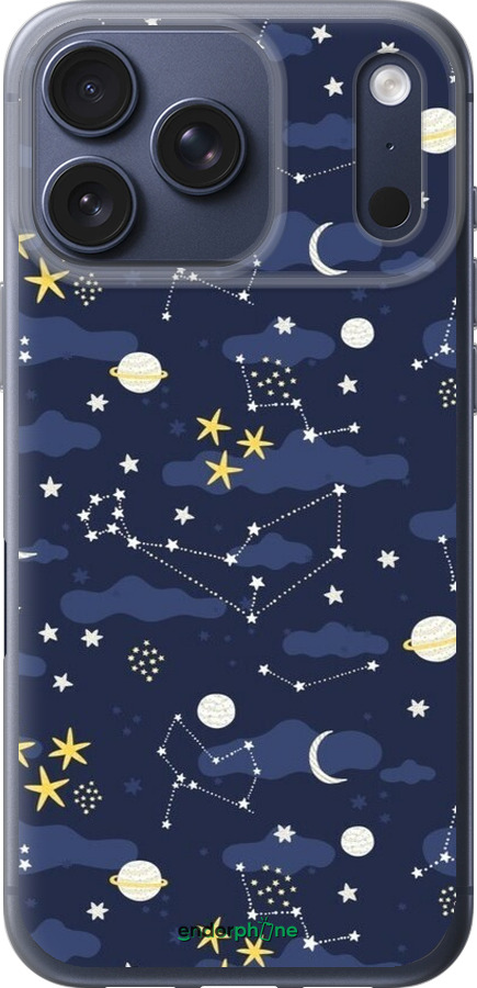 Силиконовый чехол Астрономический узор. Милый дизайн мультяшной вселенной для Apple iPhone 17 PRO - 6446u-4030 изображение 