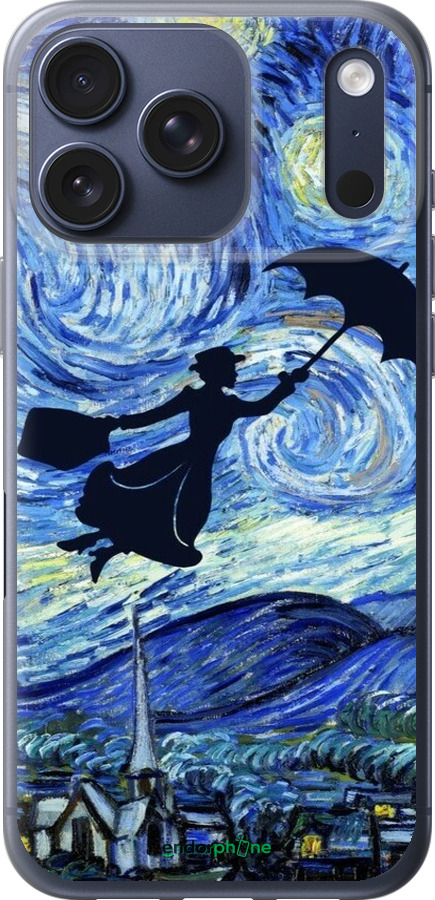 Силіконовий чехол Із зображенням Мері Поппінс «Зоряна ніч» для Apple iPhone 17 PRO - 6487u-4030 изображение 