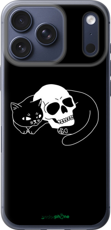 Силиконовый чехол С изображением кота и черепа для Apple iPhone 17 PRO - 6491u-4030 изображение 