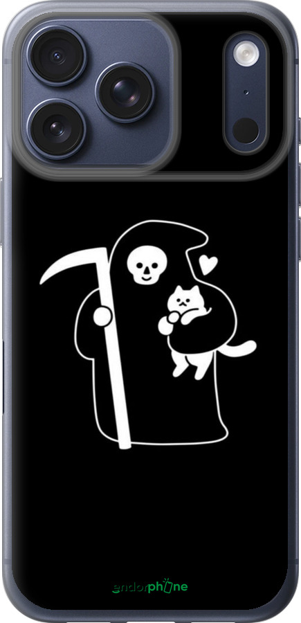 Силиконовый чехол Минималистичный арт: смерть и кошка для Apple iPhone 17 PRO - 6529u-4030 изображение 