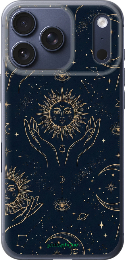 Силиконовый чехол Celestial Harmony: Sun & Moon Gold Mystic Pattern для Apple iPhone 17 PRO - 6778u-4030 изображение 