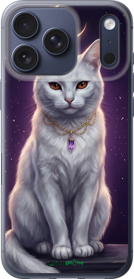 Силиконовый чехол Mystic White Cat Gothic Dark Purple Gold для Apple iPhone 17 PRO - 6805u-4030 изображение 