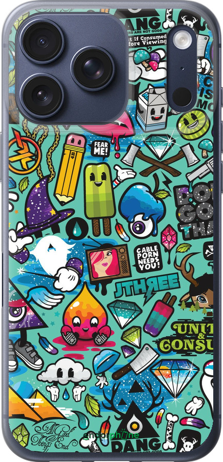 Силиконовый чехол Стикер бомбинг 1 для Apple iPhone 17 PRO - 693u-4030 изображение 