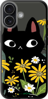 TPU чехол Черный кот с цветами для Apple iPhone 17 - 6448b-4031 изображение 