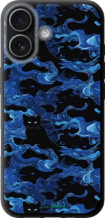 TPU чехол Абстрактный узор черных котов на синем фоне для Apple iPhone 17 - 6525b-4031 изображение 