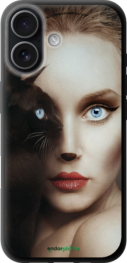 TPU чехол Взгляд женщины и кошки для Apple iPhone 17 - 4041b-4031 изображение 