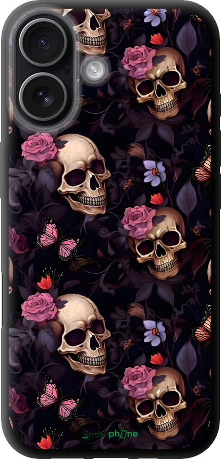 TPU чехол Черепа и розы для Apple iPhone 17 - 6316b-4031 изображение 