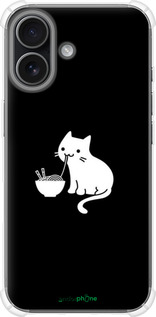 Силикон с усиленными углами чехол С милым котом на черном фоне для Apple iPhone 17 - 6528sp-4031 изображение 
