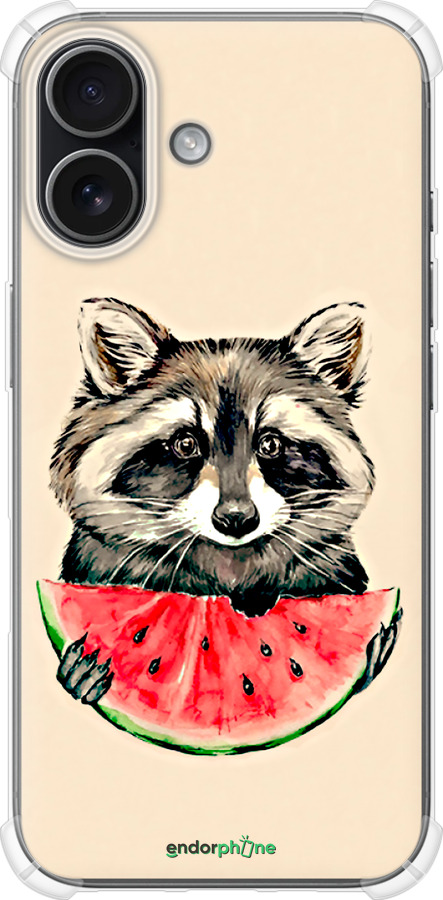 Силикон с усиленными углами чехол Енотик с арбузом для Apple iPhone 17 - 4605sp-4031 изображение 