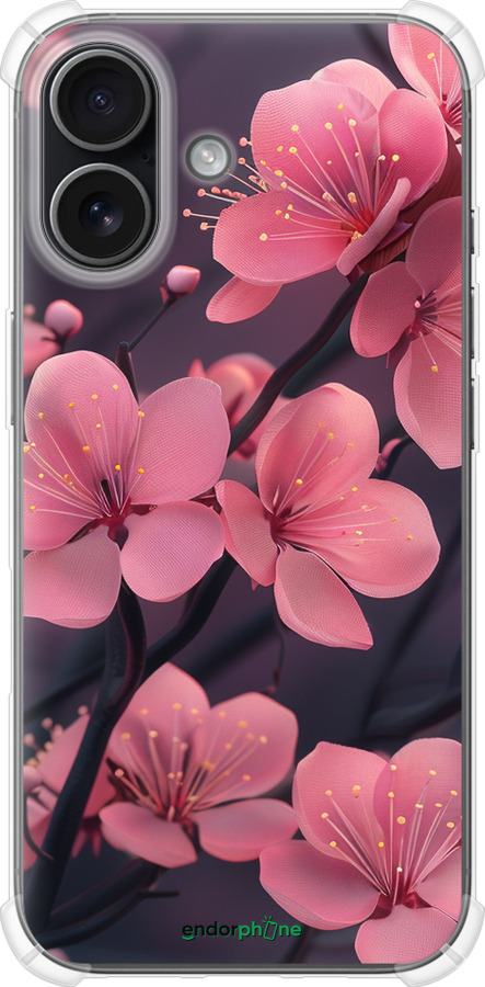Силикон с усиленными углами чехол Пурпурная сакура для Apple iPhone 17 - 6075sp-4031 изображение 