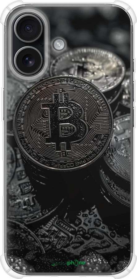 Силикон с усиленными углами чехол Black Bitcoin для Apple iPhone 17 - 6090sp-4031 изображение 