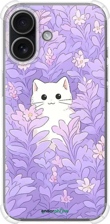 Силикон с усиленными углами чехол Котик в цветах для Apple iPhone 17 - 6390sp-4031 изображение 