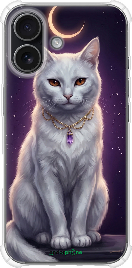Силикон с усиленными углами чехол Mystic White Cat Gothic Dark Purple Gold для Apple iPhone 17 - 6805sp-4031 изображение 